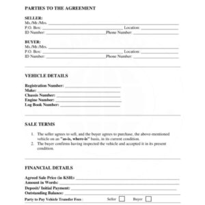 a screenshot of the updated motor vehicle sale agreement page 1